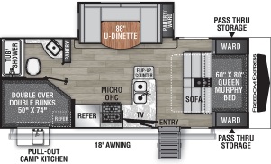 2023 Freedom Express Ultra Lite Travel Trailer Model 238BHS Floor Plan