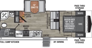 2022 Freedom Express Ultra Lite Travel Trailer Model 252RBS Floor Plan